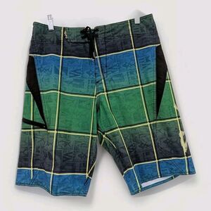 Salt Life SLX-QD Vapor Stretch Board Shorts Mens 32~Green~Unlined~Quick Dry~Swim